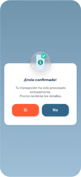 Pantalla de confirmación de la app